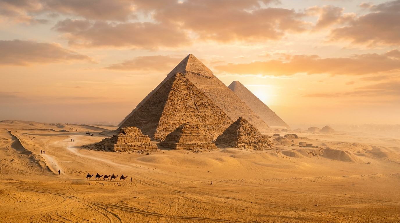 Great Pyramids of Giza at Sunrise