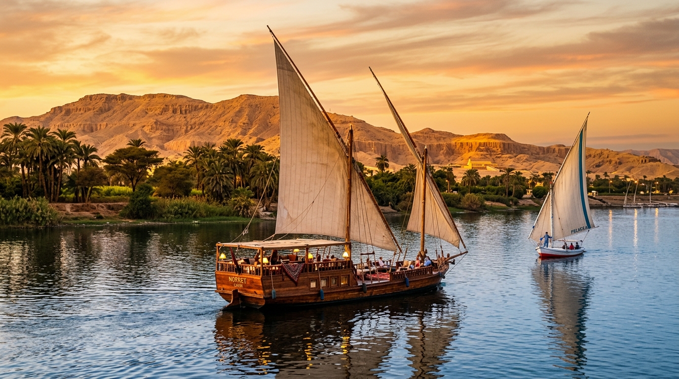 Luxury Dahabiya Sailing on the Nile River